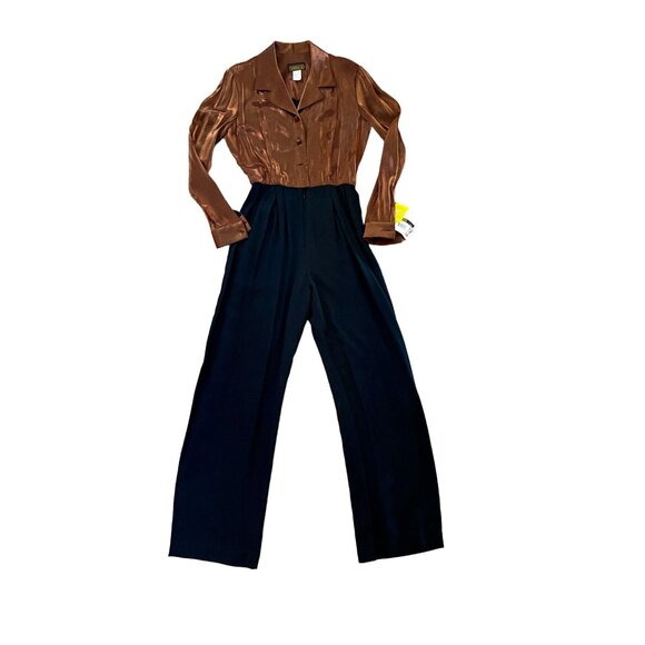 Vintage Virgo II Bronze Metallic Black Jumpsuit 80s/90s NWT Sz 8 - Picture 6 of 8